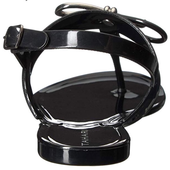 Time Travel Black Bow Jelly Flat Sandals - Picture 8 of 8